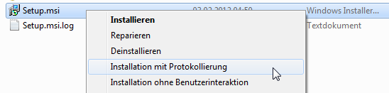 Kontextmenü für MSI Dateien erweitern