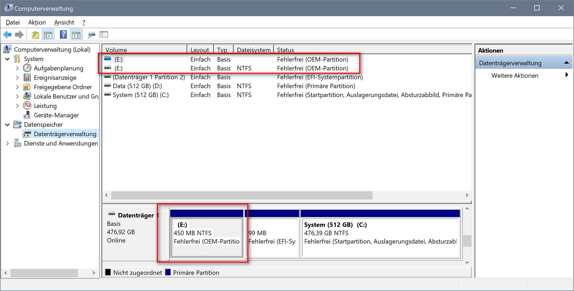 OEM Partition nach Windows 10 1803 Update verstecken