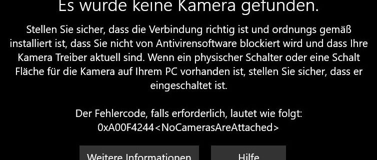 Logitech Es wurde keine Kamera gefunden 0xa00f4244 - NoCamerasAreAttached